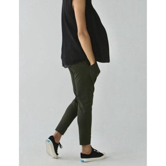 Lululemon Jet Crop Slim Pants Womens 2 Gator Green Luxtreme 7/8 Drawstring - Picture 4 of 12